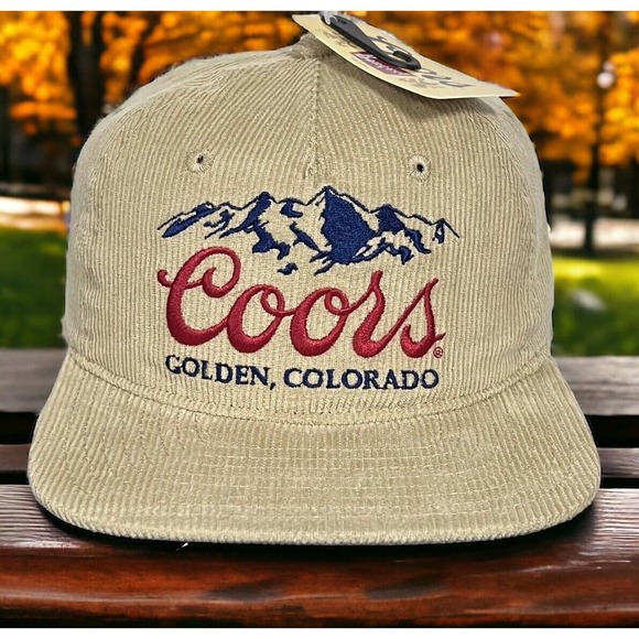 Coors Beer Khaki Corduroy Snapback Golden Colorado Banquet Trucker Hat Cap New - Picture 7 of 15